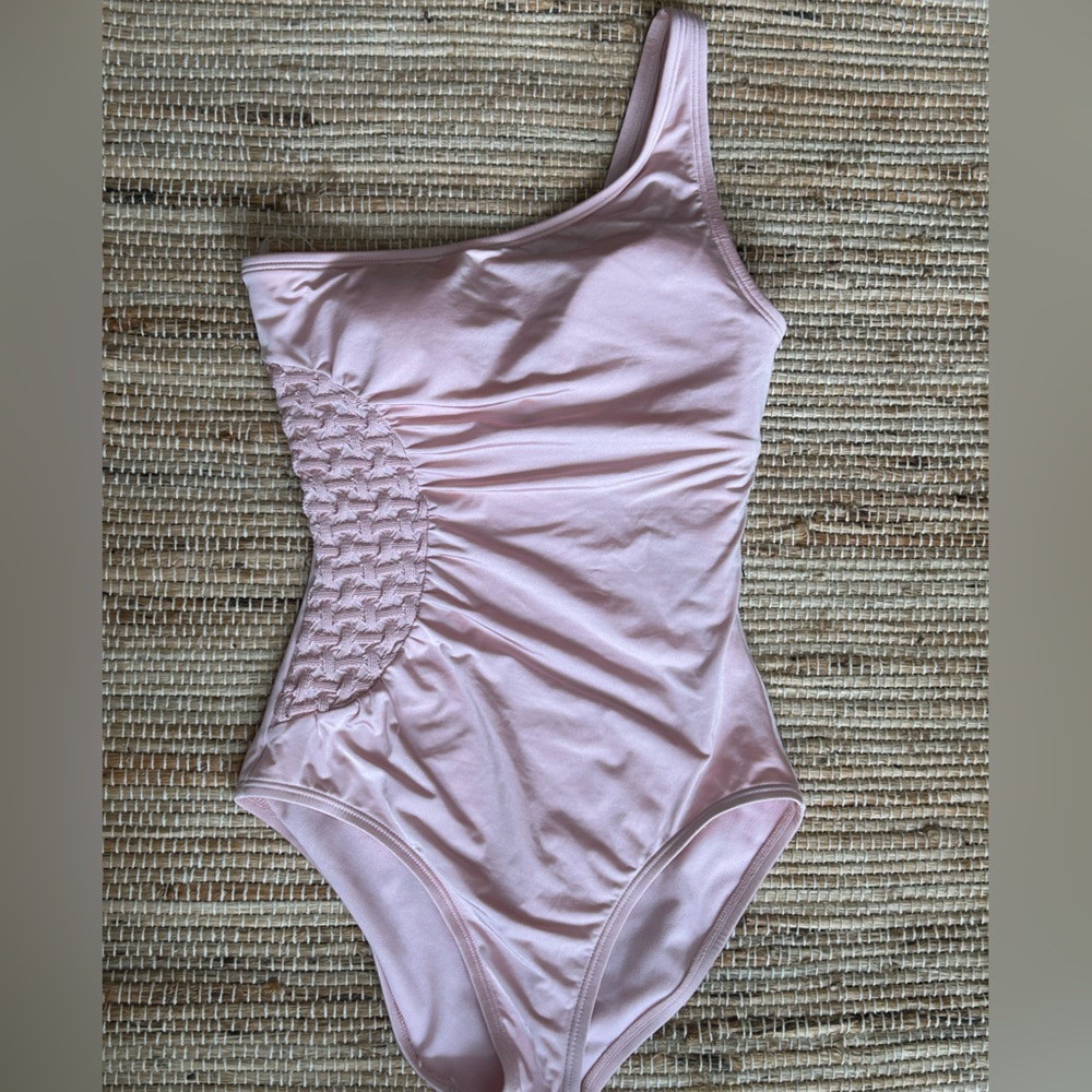 NWT LAUNDRY BY SHELLI SIEGAL sXS powder pink 1-piece-woven ruched side-pad cups